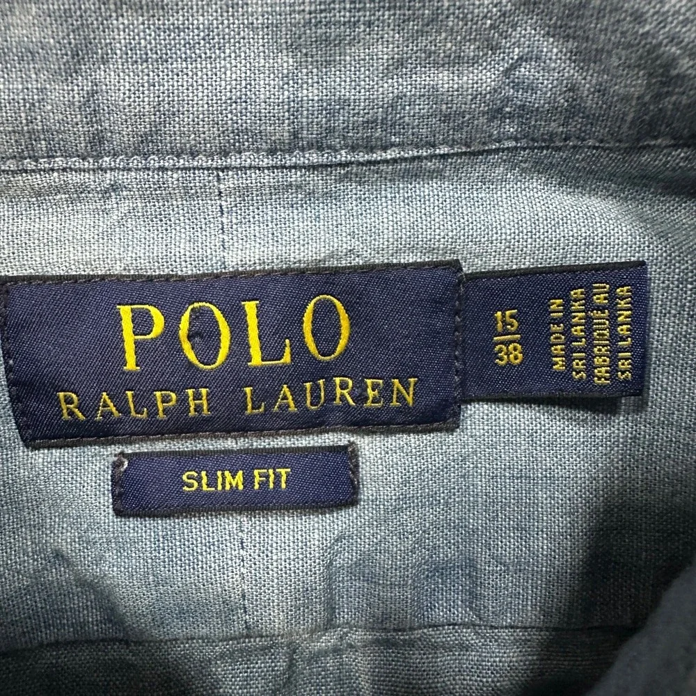 NWT‎ Polo Ralph Lauren Shirt Mens 15 38 Blue Button Up Slim Fit
